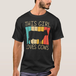 Cow For Girls Kids Farm Animal Cow Dairy Farmer T-Shirt
