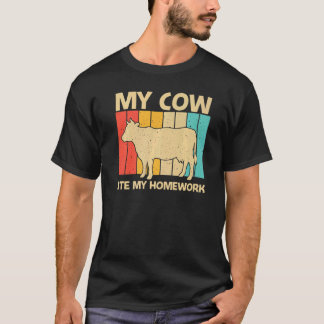 Cow For Kids Boys Cow Farmer Dairy Farming T-Shirt
