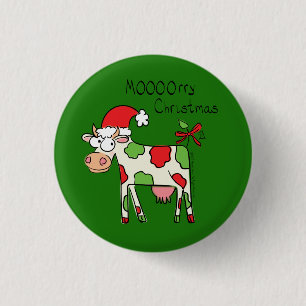 Cow Funny Cartoon Christmas Holiday 3 Cm Round Badge