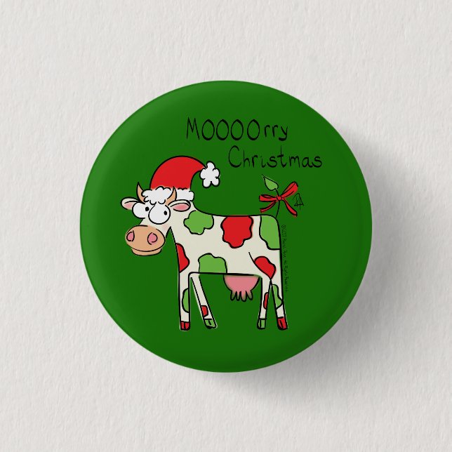 Cow Funny Cartoon Christmas Holiday 3 Cm Round Badge (Front)