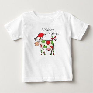 Cow Funny Cartoon Christmas Holiday Baby T-Shirt