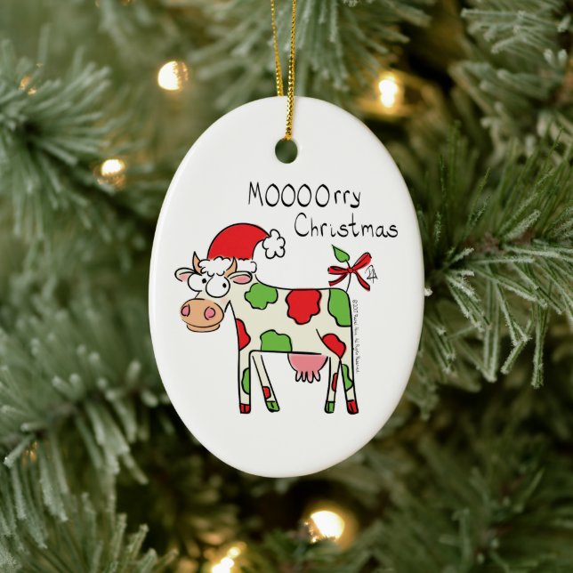 Cow Funny Cartoon Christmas Holiday Ceramic Tree Decoration (Tree)