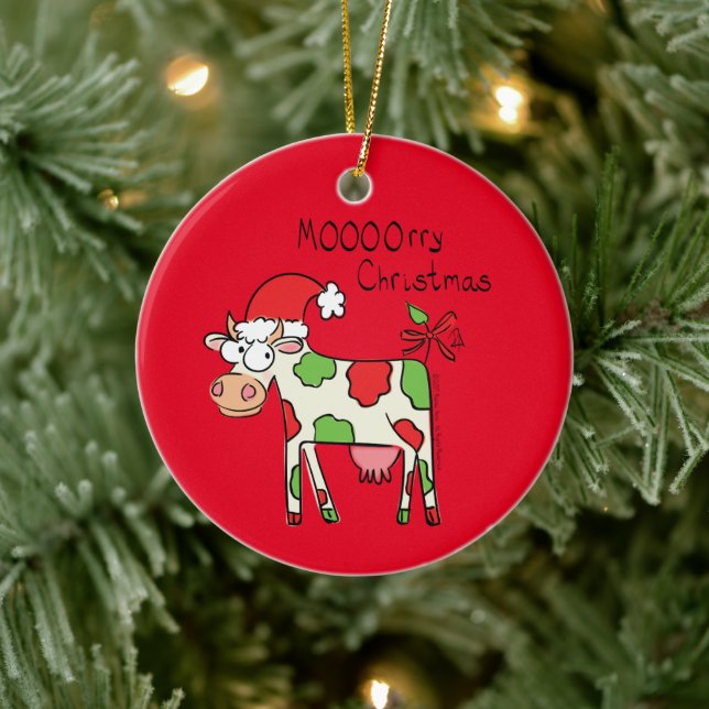 Cow Funny Cartoon Christmas Holiday Ceramic Tree Decoration (Tree)