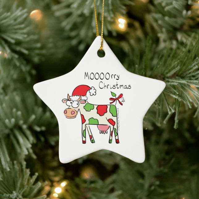 Cow Funny Cartoon Christmas Holiday Ceramic Tree Decoration (Tree)