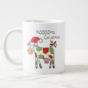 Cow Funny Cartoon Christmas Holiday Large Coffee Mug