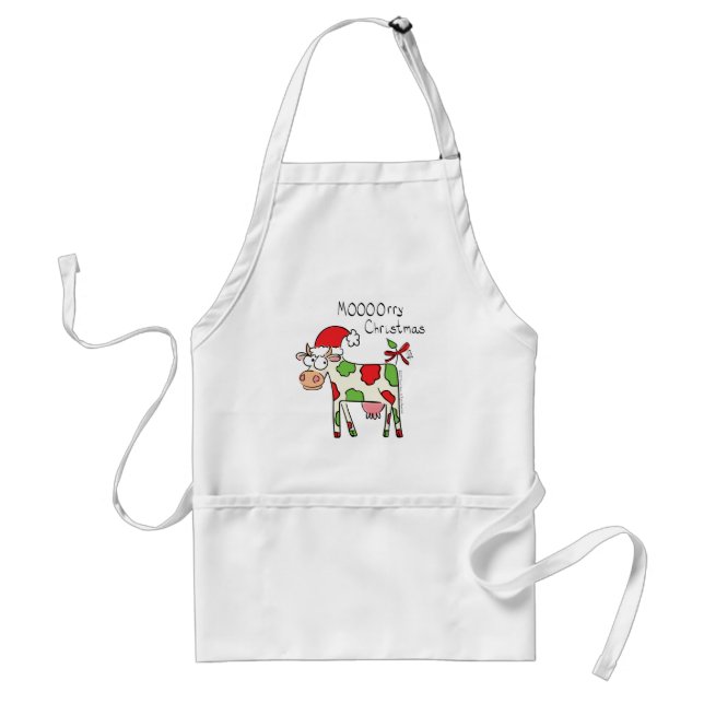 Cow Funny Cartoon Christmas Holiday Standard Apron (Front)