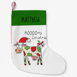 Cow Funny Cartoon Christmas Holiday Stocking