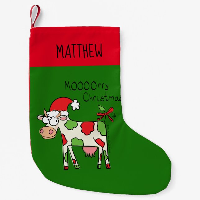 Cow Funny Cartoon Christmas Holiday Stocking (Front)
