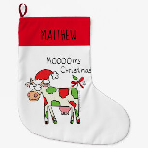 Cow Funny Cartoon Christmas Holiday Stocking