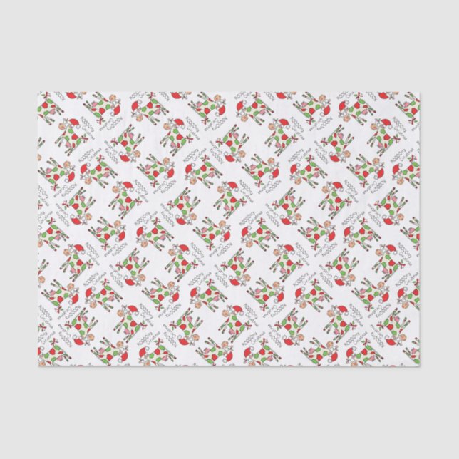 Cow Funny Cartoon Christmas Holiday Tissue Paper (Front)