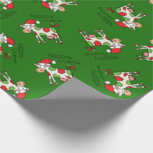 Cow Funny Cartoon Christmas Holiday Wrapping Paper