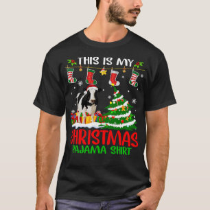 Cow Funny Cattle Christmas Lights Cute Xmas Santa  T-Shirt