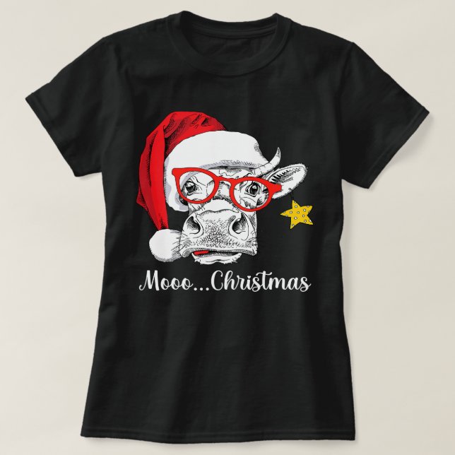 Cow Funny Cattle With Santa Hat Lover Christmas Pa T-Shirt (Design Front)