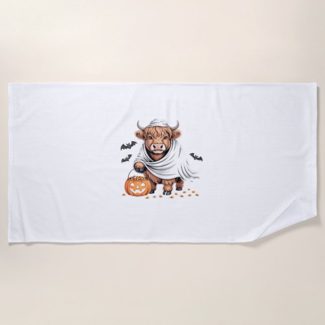 Cow Funny Halloween Spooky Animal Lovers Essential Beach Towel (Front)
