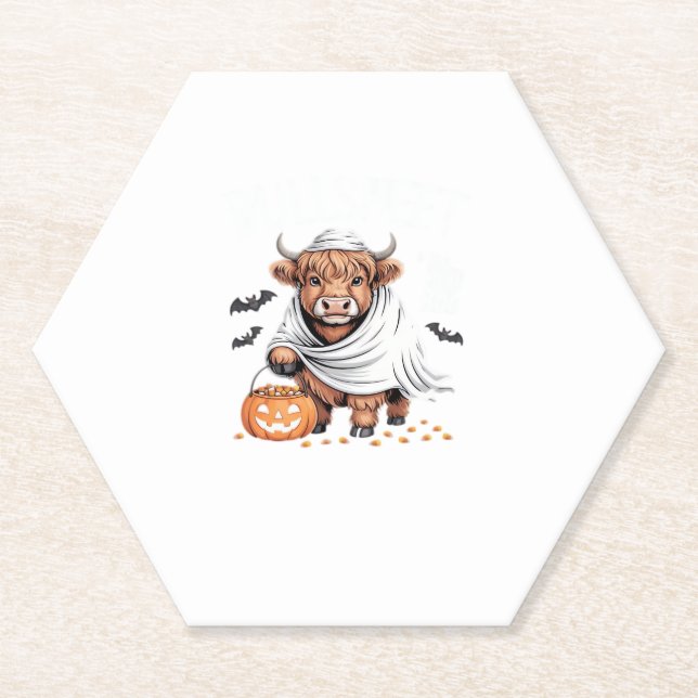 Cow Funny Halloween Spooky Animal Lovers Essential Paper Coaster (Front)