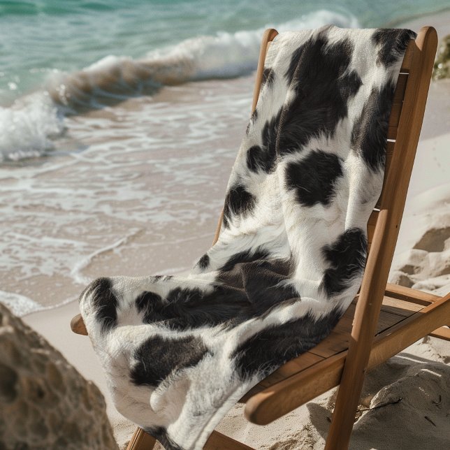 Cow Fur Black white spots  Beach Towel (Creator Uploaded)