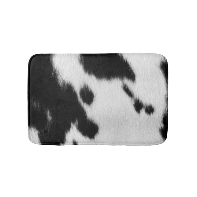 Cow Fur Spots Black White Western  Bath Mat (Front)