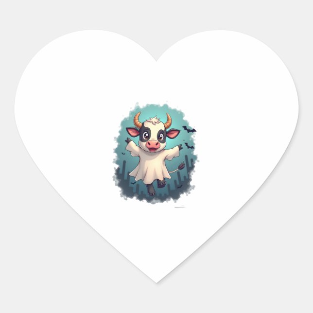 Cow Ghost Boo-levard Heart Sticker (Front)