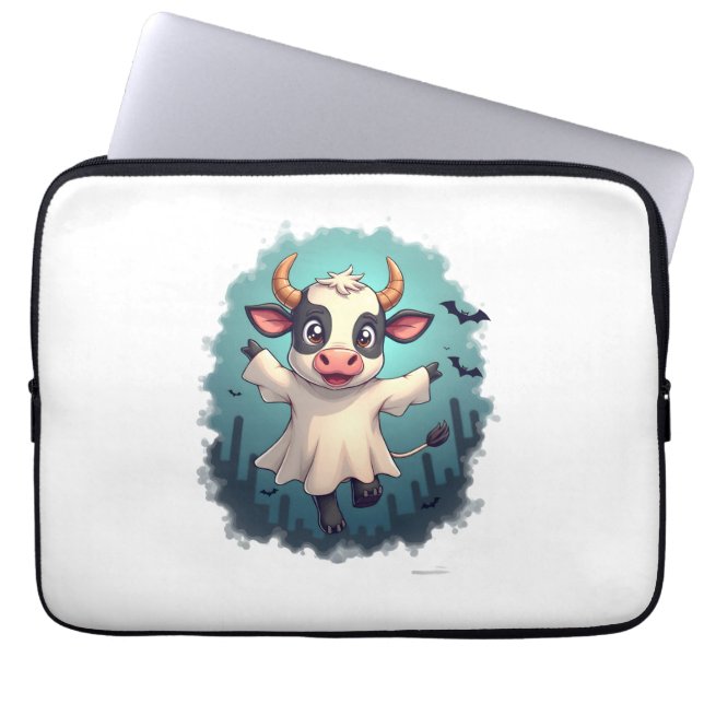 Cow Ghost Boo-levard Laptop Sleeve (Front)