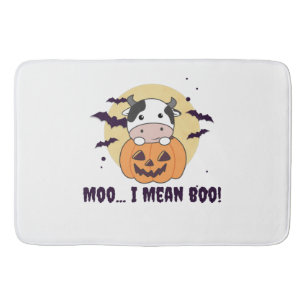 Cow Ghost Cute Kawaii Halloween Moo I Mean Boo Bath Mat