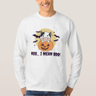 Cow Ghost Cute Kawaii Halloween Moo I Mean Boo T-Shirt