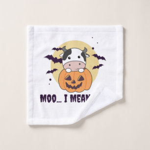 Cow Ghost Cute Kawaii Halloween Moo I Mean Boo Wash Cloth