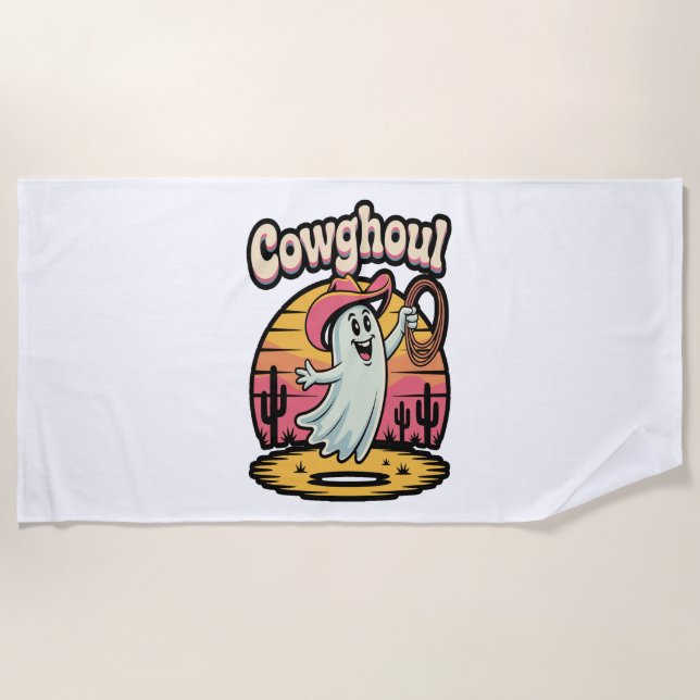 Cow Ghoul Halloween Spooky Beach Towel (Front)