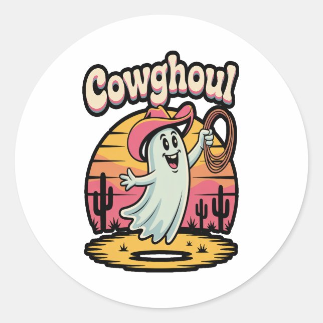 Cow Ghoul Halloween Spooky Classic Round Sticker (Front)