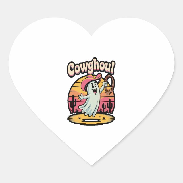 Cow Ghoul Halloween Spooky Heart Sticker (Front)