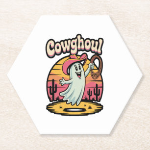 Cow Ghoul Halloween Spooky Paper Coaster