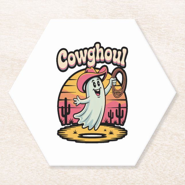 Cow Ghoul Halloween Spooky Paper Coaster (Front)