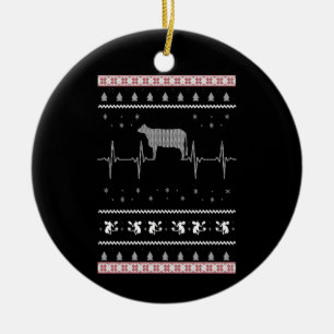 Cow Gift Christmas Snow Heartbeat Cow Ceramic Tree Decoration