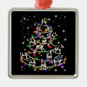 Cow Gift Christmas Xmas Hat Cow Lover Gift Metal Tree Decoration