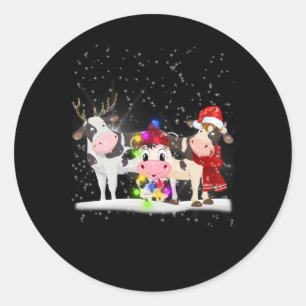 Cow Gift   Funny Christmas Cow Family Snow Classic Round Sticker