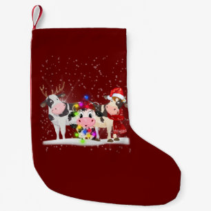 Cow Gift Funny Christmas Cow Family Snow Small Christmas Stocking