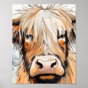 Cow gift, highland cow poster