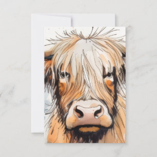 Cow gift, highland cow thank you card