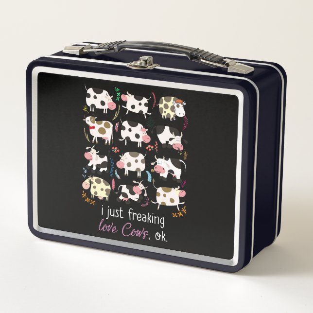 Cow Gift | I Just Freaking Love Cows OK Metal Lunch Box (Front)