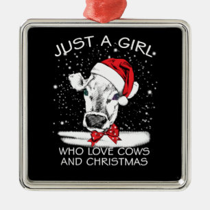 Cow Gift Just A Girl Who Love Cows And Christmas Metal Tree Decoration