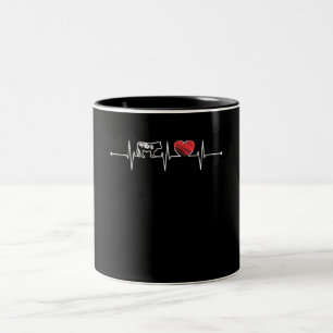 Cow Gift   Love Cow Farmer Heartbeat Gift Two-Tone Coffee Mug