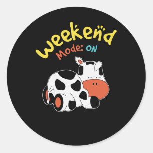 Cow Gift Weekend Cow Sleep Lovey Gift Cows Lover Classic Round Sticker