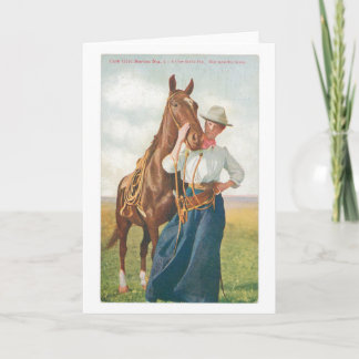 Cow Girl and Her Horse Greeting Card