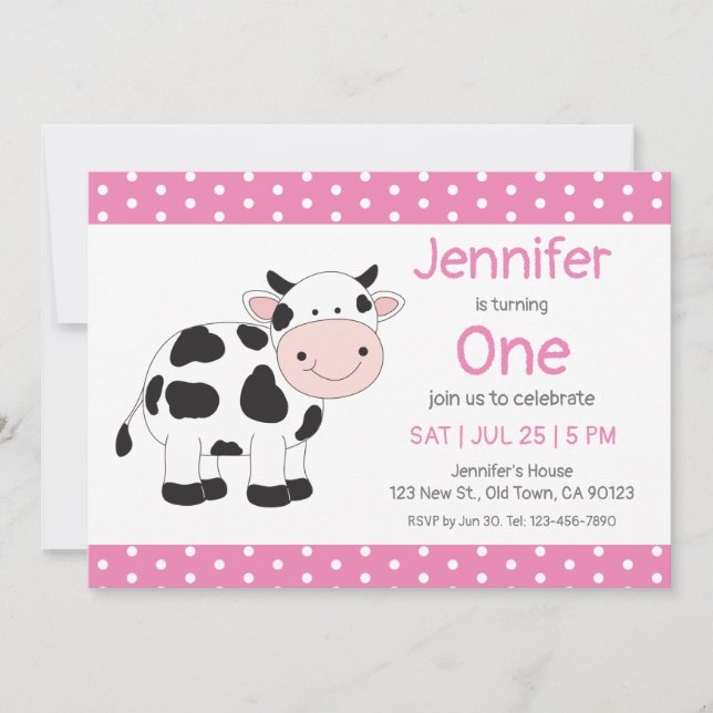 Cow Girl Birthday Invitations (Front)