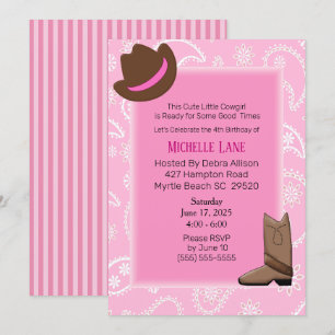 Cow Girl Boots and Hat Birthday Invitation