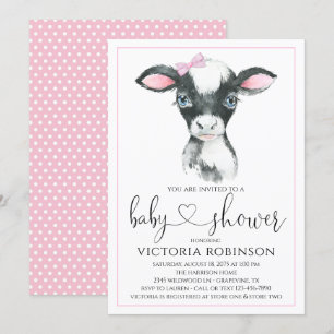 Cow Girl Farm Baby Shower Invitations