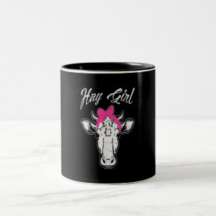 Cow Girl Farmer Gift Cool Cow Animal Idea Two-Tone Coffee Mug