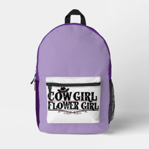 Cow Girl Flower Girl Printed Backpack