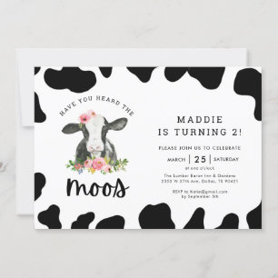 Cow Girl Have You Heard The Moos 2nd Birthday Invitation
