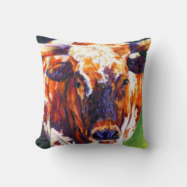 Cow Girl Pillow - Longhorn Heifer (Front)