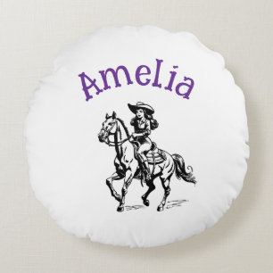 Cow Girl Round Cushion